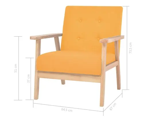 Sofos Komplektas, 3 Dalių, Geltonos Spalvos, Audinys