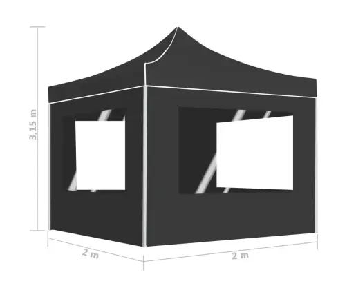 Saliekama Nojume Ar Sienām, Pelēka, 2X2 M, Alumīnijs Vidaxl