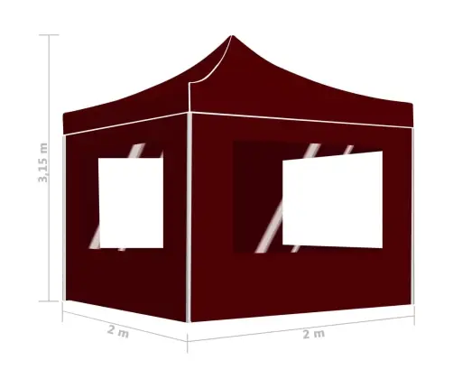 Kokkupandav Peotelk Seintega, Alumiinium, 2 X 2 M Bordoopunane