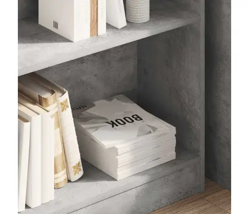 Grāmatplaukts, Betona Pelēks, 80X24X75 Cm, Inženierijas Koks Vidaxl