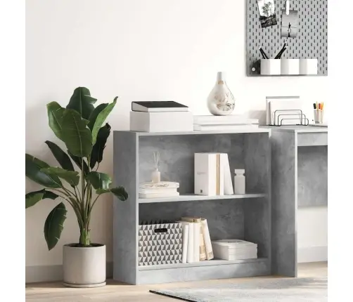 Grāmatplaukts, Betona Pelēks, 80X24X75 Cm, Inženierijas Koks Vidaxl