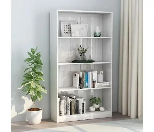 4-Līmeņu Grāmatu Plaukts, Balts, 80X24X142Cm, Inženierijas Koks Vidaxl