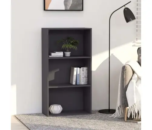 3-Līmeņu Grāmatu Plaukts, Pelēks, 60X30X114Cm Inženierijas Koks Vidaxl