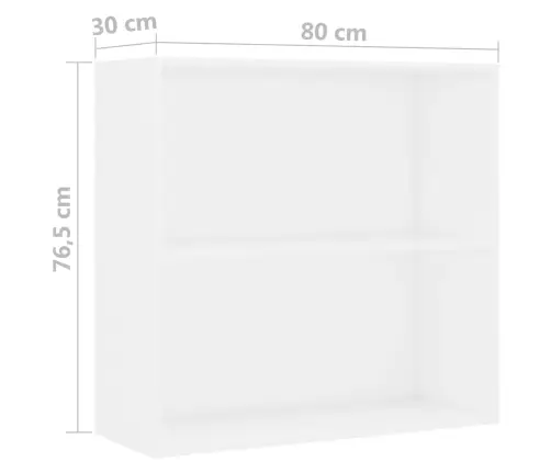 Spintelė Knygoms, 2 Lentynos, Balta, 80X30X76,5cm Mediena