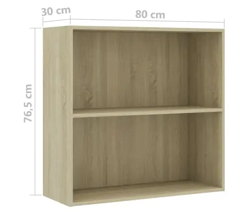 Spintelė Knygoms, 2 Lentynos, Ąžuolo, 80X30X76,5cm Mediena