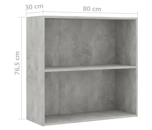 2-Līmeņu Grāmatu Plaukts, Pelēks 80X30X76,5Cm Inženierijas Koks Vidaxl