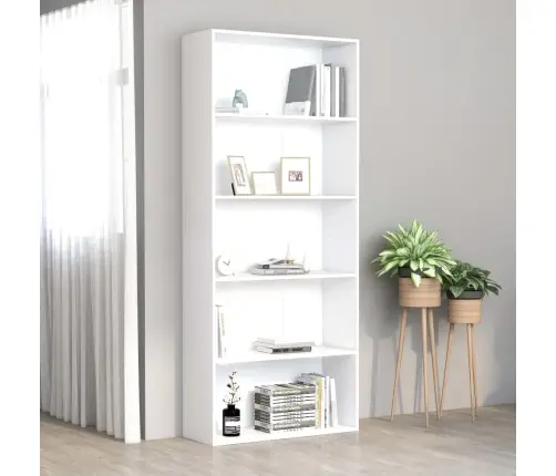 5-Līmeņu Grāmatu Plaukts, Balts, 80X30X189Cm, Inženierijas Koks Vidaxl