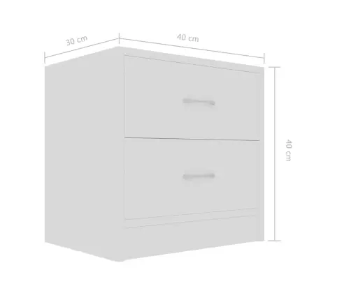 Naktinė Spintelė, Baltos Spalvos, 40X30X40cm Apdirbta Mediena