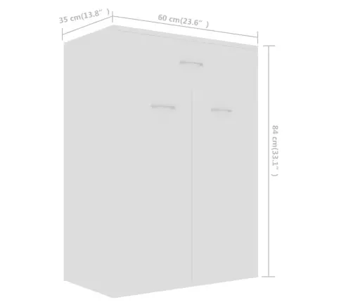 Apavu Skapis, Balts, 60X35X84 Cm, Inženierijas Koks Vidaxl