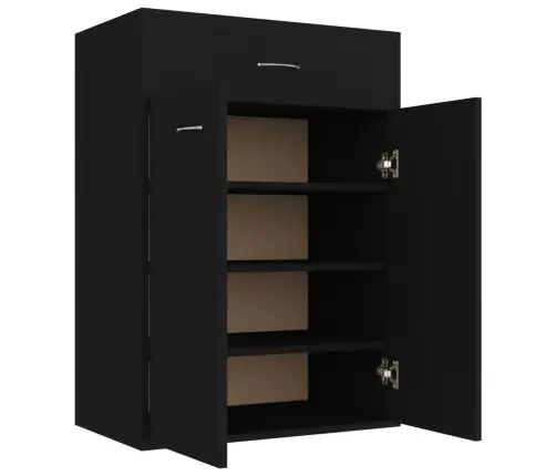 Spintelė Batams, Juodos Spalvos, 60X35X84cm Apdirbta Mediena