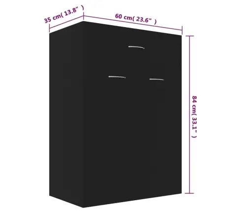 Spintelė Batams, Juodos Spalvos, 60X35X84cm Apdirbta Mediena