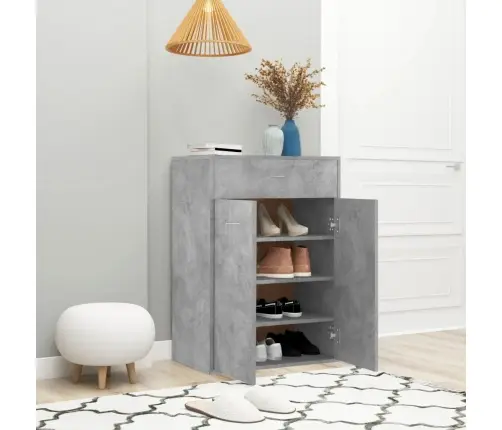 Apavu Skapis, Betona Pelēks, 60X35X84 Cm, Inženierijas Koks Vidaxl