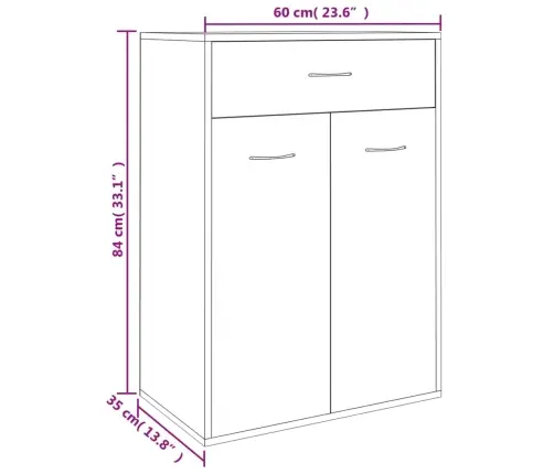 Apavu Skapis, Betona Pelēks, 60X35X84 Cm, Inženierijas Koks Vidaxl