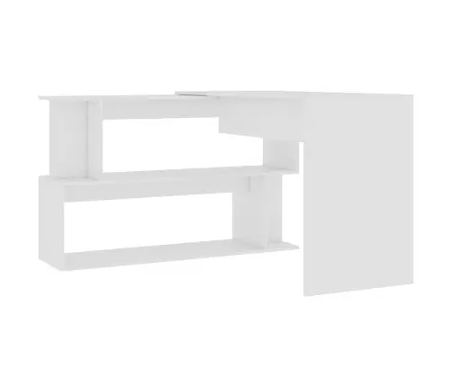 Kampinis Rašomasis Stalas, Baltas, 200X50X76cm Mediena