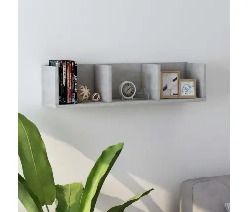 Sieninė Cd Lentyna, Betono Pilka, 75X18X18cm Apdirbta Mediena