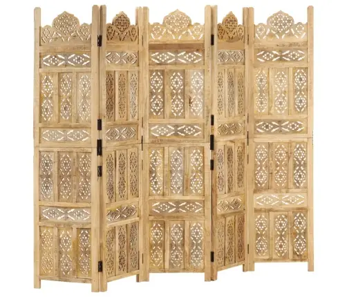 Kambario Pertvara, 5 Dalių, 200X165cm Mango Masyvas, Raižyta