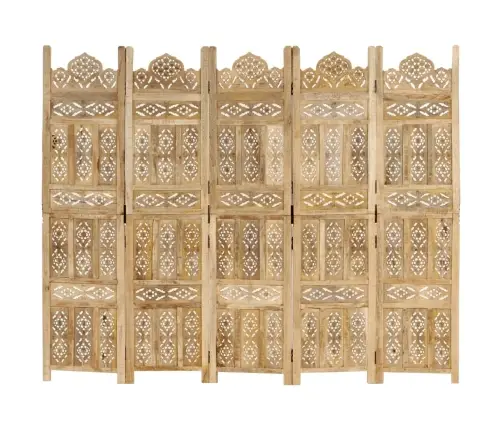 Kambario Pertvara, 5 Dalių, 200X165cm Mango Masyvas, Raižyta