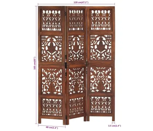 Kambario Pertvara, 3 Dalių, Ruda, 120X165cm Mango Masyvas