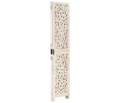 3-Paneļu Aizslietnis, Roku Darbs, Balts, 120X165 Cm, Masīvkoks Vidaxl