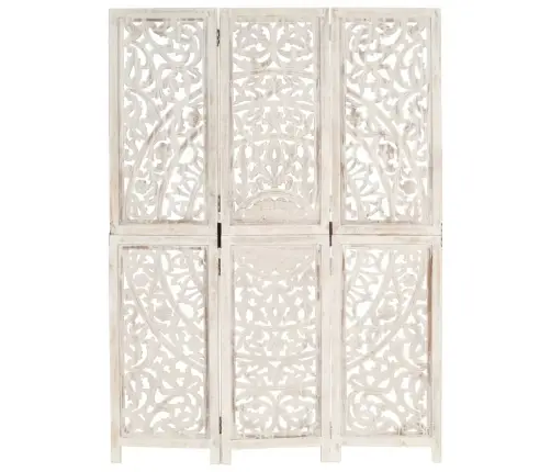 3-Paneļu Aizslietnis, Roku Darbs, Balts, 120X165 Cm, Masīvkoks Vidaxl