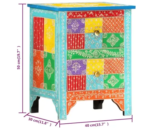 Naktsskapītis, 40X30X50 Cm, Apgleznots, Mango Masīvkoks Vidaxl