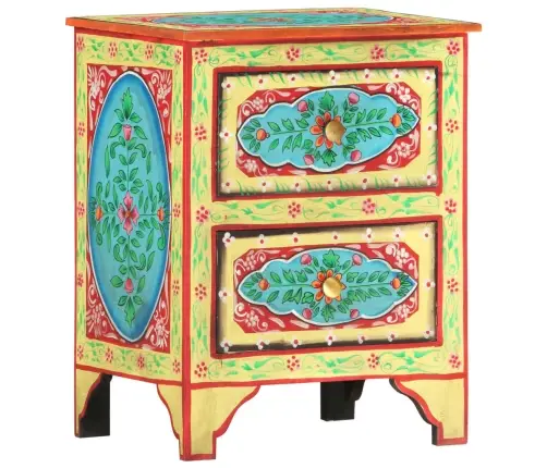 Naktinė Spintelė, 40X30X50cm Mango Masyvas, Dažyta Rankomis