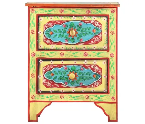 Naktinė Spintelė, 40X30X50cm Mango Masyvas, Dažyta Rankomis