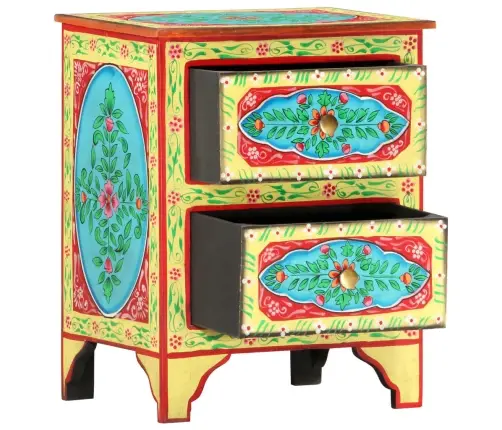 Naktinė Spintelė, 40X30X50cm Mango Masyvas, Dažyta Rankomis