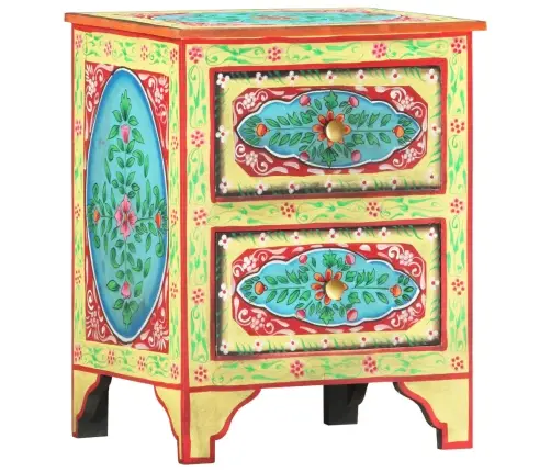 Naktinė Spintelė, 40X30X50cm Mango Masyvas, Dažyta Rankomis