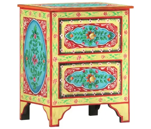 Naktinė Spintelė, 40X30X50cm Mango Masyvas, Dažyta Rankomis