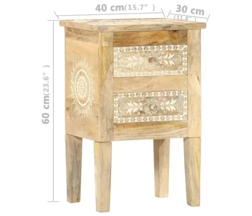 Naktsskapītis, 40X30X60 Cm, Apgleznots, Mango Masīvkoks Vidaxl