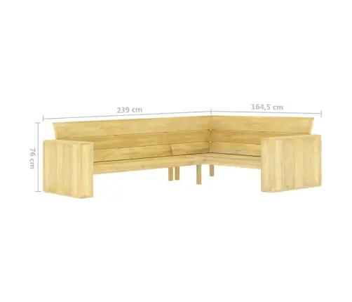 Dārza Stūra Sols, 239 Cm, Impregnēts Priedes Koks Vidaxl
