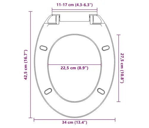 Vaikselt Suletav Prill-Laud, Kiirkinnitusega, Helehall, Ovaalne