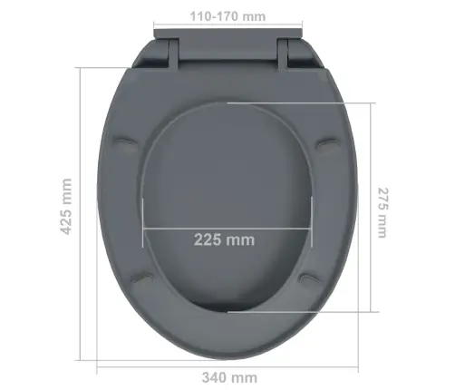 Klozeto Sėdynė Su Soft-Close Mechanizmu, Pilkos Spalvos, Ovali