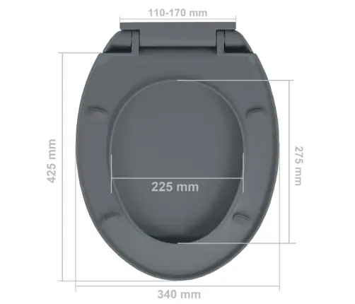 Klozeto Sėdynė Su Soft-Close Mechanizmu, Pilka, Ovali