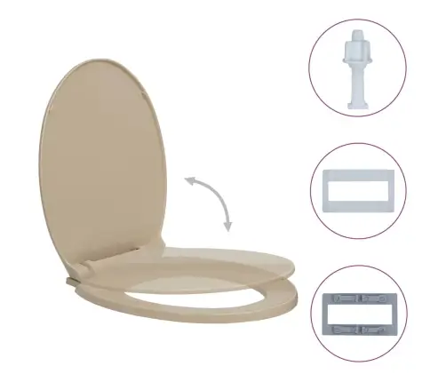 Klozeto Sėdynė Su Soft-Close Mechanizmu, Smėlio Spalvos, Ovali Klozeto Sėdynė Su Soft-Close Mechanizmu, Smėlio Spalvos, Ovali