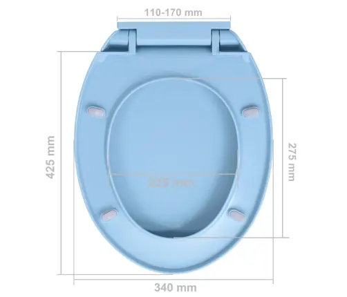 Klozeto Sėdynė Su Soft-Close Mechanizmu, Mėlyna, Ovali