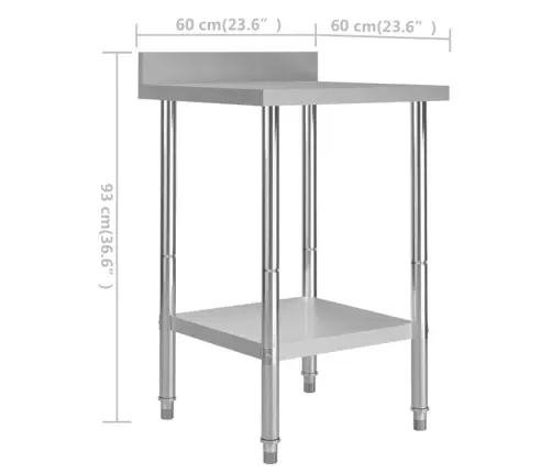 Virtuvės Darbastalis Su Sienele, 60X60X93cm Plienas