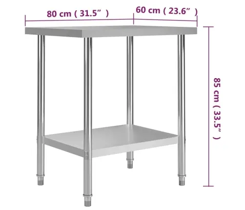 Virtuvės Darbastalis, 80X60X85cm Nerūdijantis Plienas