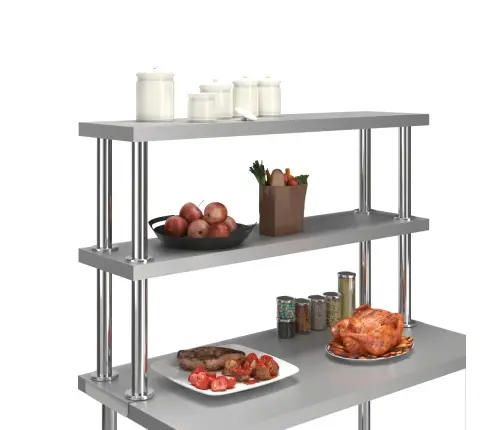 Töölaua 2-Korruseline Riiul, 120 X 30 X 65 cm Roostevaba Teras