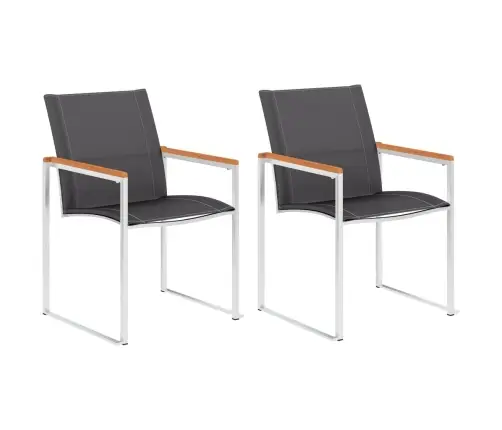 Dārza Krēsli, 2 Gab., Tekstilēns Un Nerūsējošs Tērauds, Pelēki Vidaxl