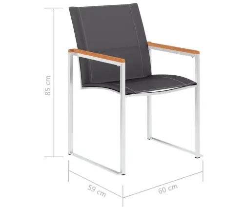 Dārza Krēsli, 2 Gab., Tekstilēns Un Nerūsējošs Tērauds, Pelēki Vidaxl