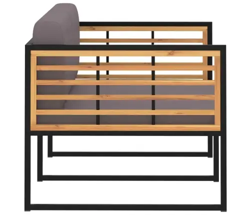 Sodo Suoliukas Su Pagalvėlėmis, Pilkas, 136cm Akacijos Masyvas