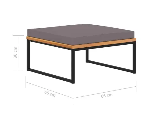 Kāju Balsts Ar Spilvenu, 66X66X36 Cm, Akācijas Koks, Pelēks Vidaxl
