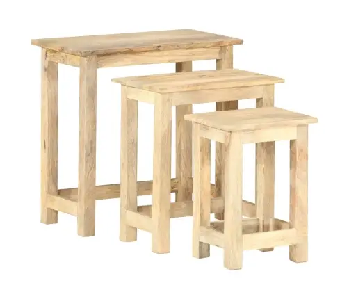 Galdiņi, 3 Gab., Sabīdāmi, Mango Masīvkoks Vidaxl