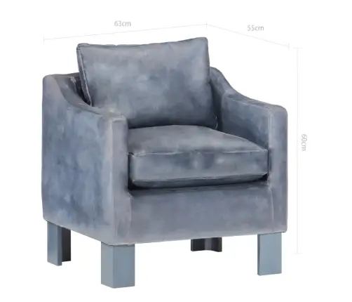 Krėslas, Pilkos Spalvos, Tikra Oda