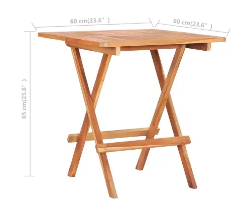 Saliekams Bistro Galds, 60X60X65 Cm, Masīvs Tīkkoks Vidaxl