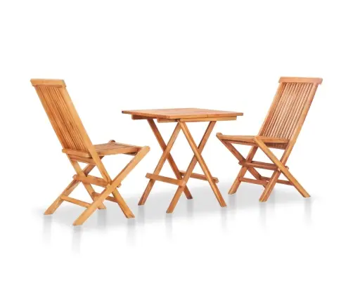 3-Daļīgs Bistro Mēbeļu Komplekts, Saliekams, Masīvs Tīkkoks Vidaxl