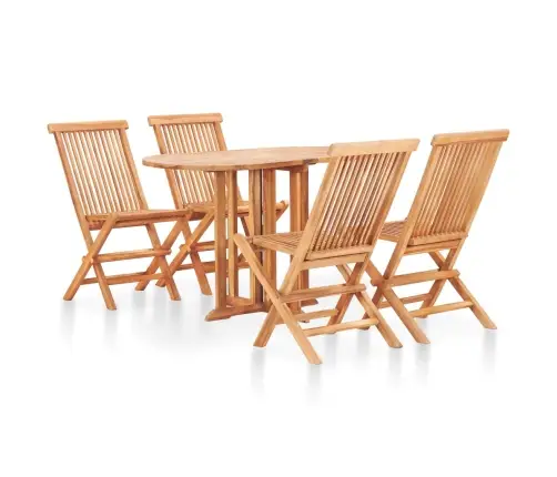 5-Daļīgs Dārza Mēbeļu Komplekts, Saliekams, Masīvs Tīkkoks Vidaxl