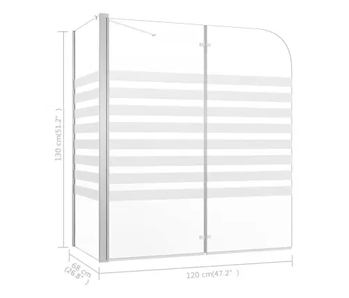 Vanniümbris, 120 X 68 X 130 Cm Karastatud Klaasist, Triipudega